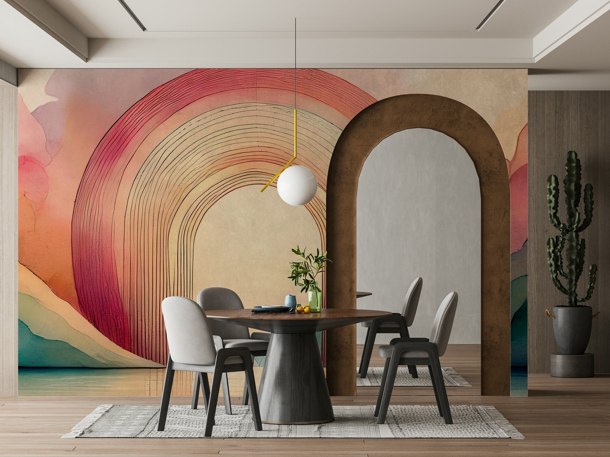 Stunning rainbow arches wall mural for modern spaces.

