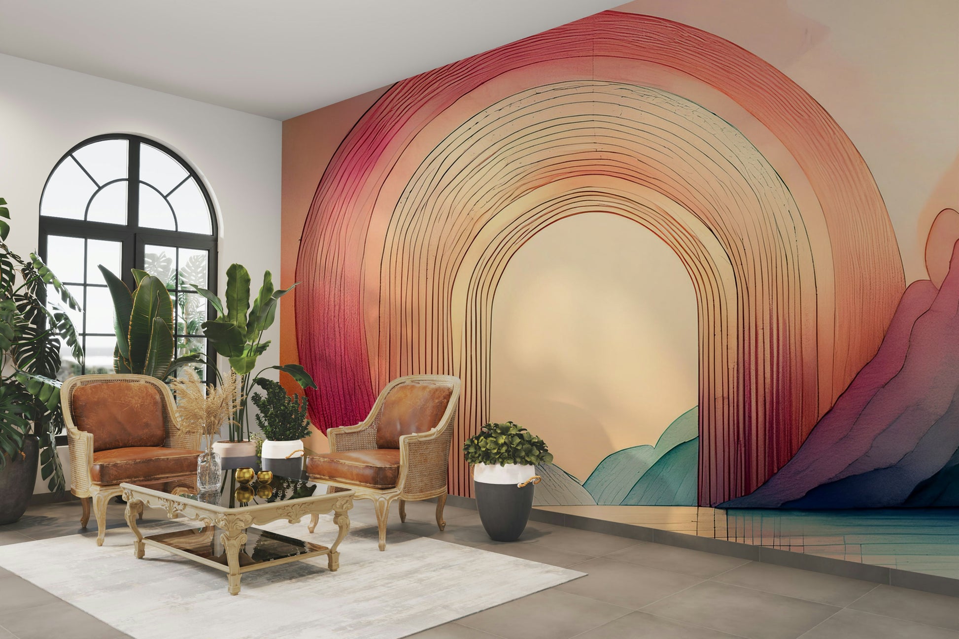 Add color with the Rainbow Dream Arches mural.

