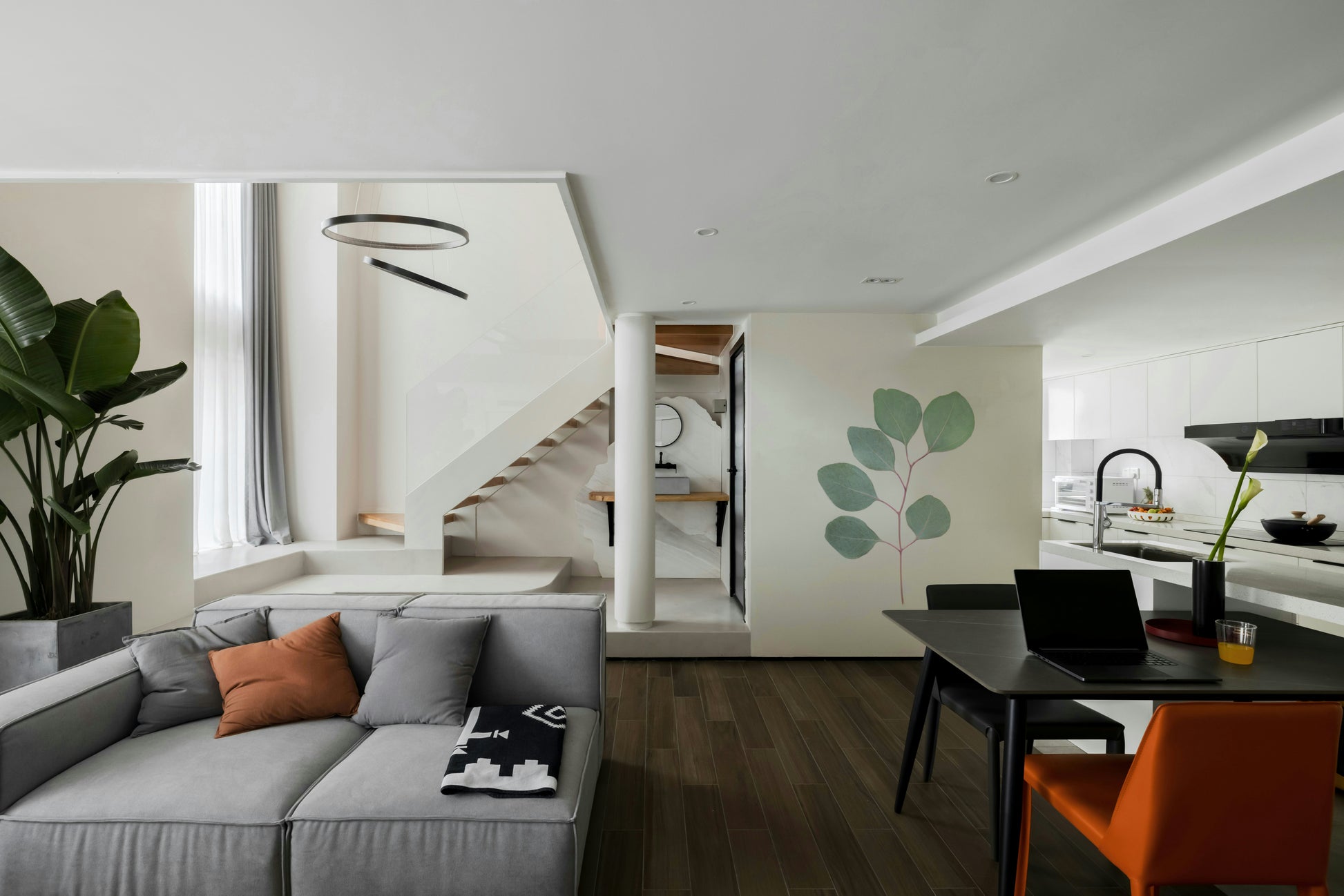 Eucalyptus elegance wall mural for serene spaces

