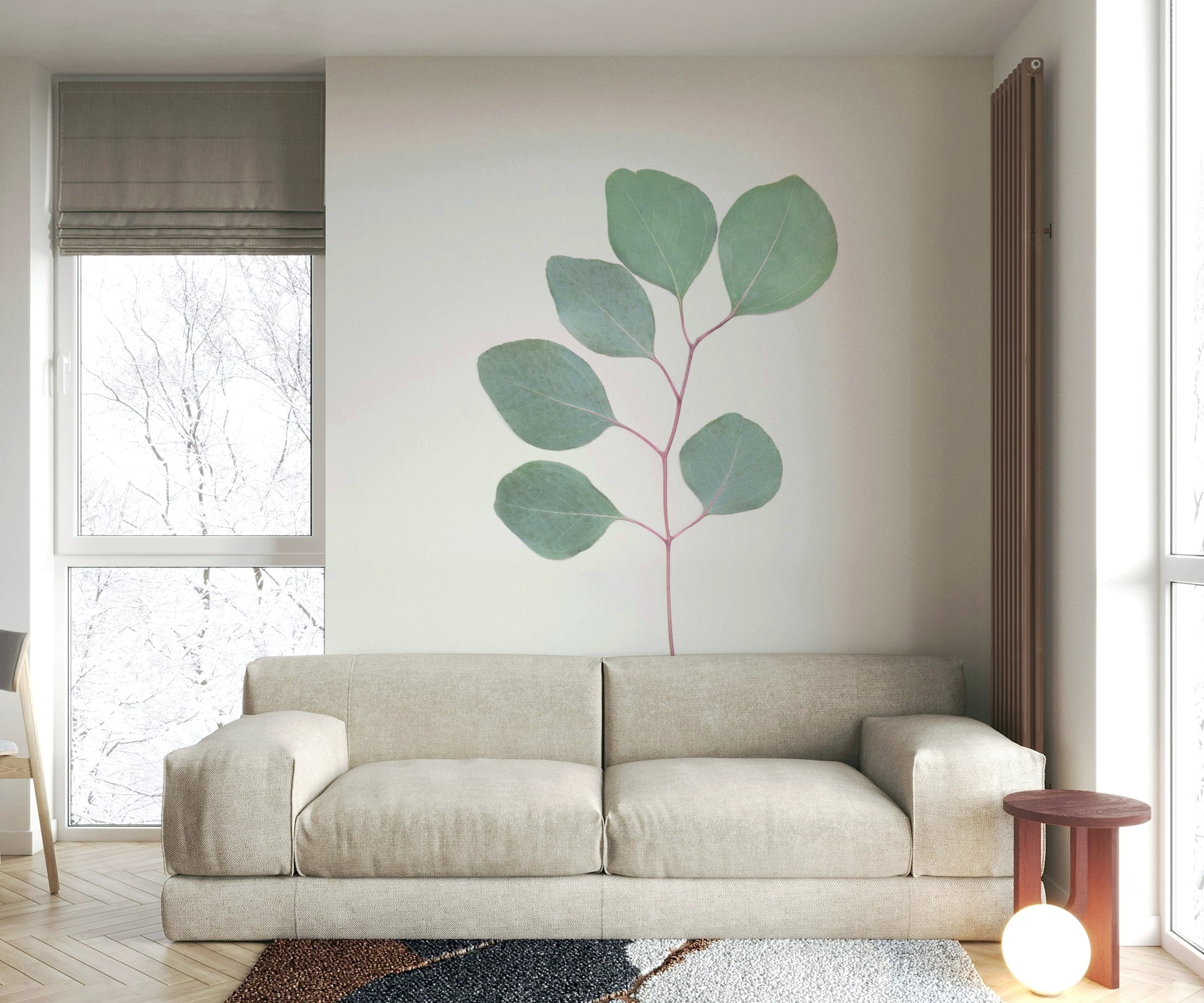 Fresh eucalyptus wall mural for modern homes

