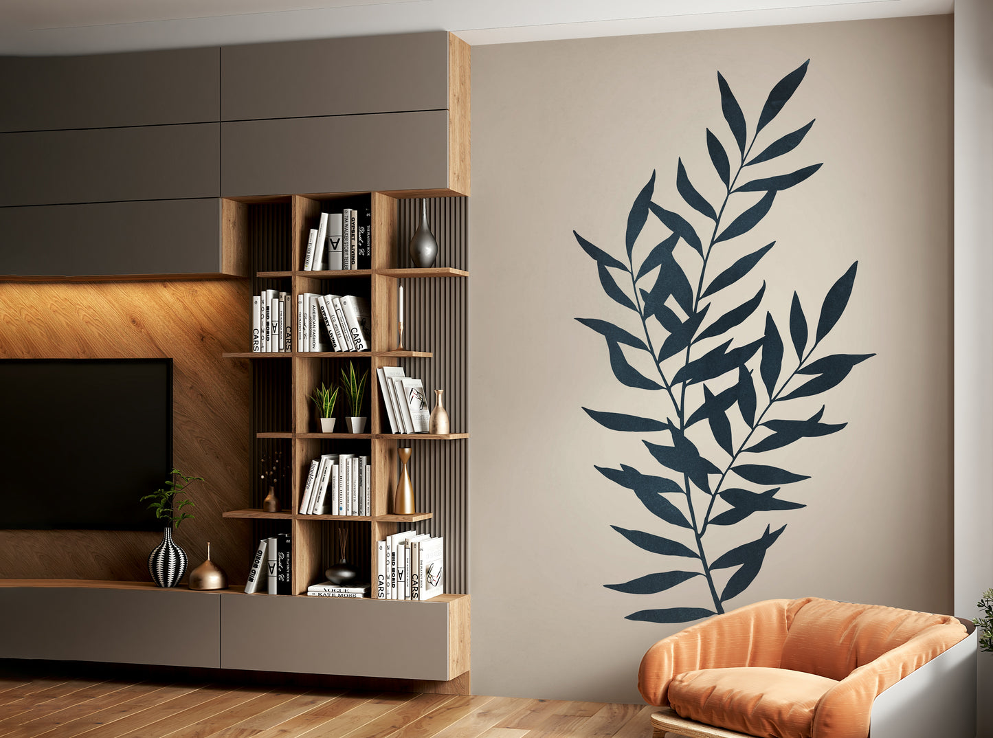 Botanical Silhouette II Mural for Living Room Walls

