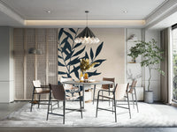 Minimalistic Botanical Wall Mural in Black Silhouettes

