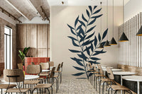 Modern Botanical Wall Mural with Silhouette Art

