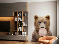 Child-friendly bubble gum bear mural for joyful rooms.

