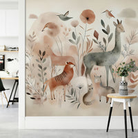 Relaxing woodland safari mural for home decor

