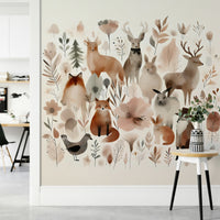 Sweet animal-themed forest mural for children's space.

