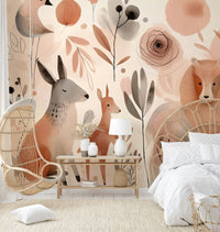 Wild things wall mural with colorful creatures

