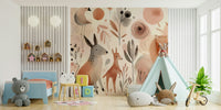 Whimsical forest creatures wall mural for kids

