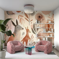 Whimsical wild things mural for kids' room decor

