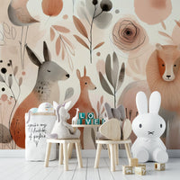 Whimsical animals mural for playful home spaces

