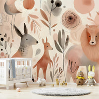 Jungle-themed whimsical wild things wall mural

