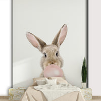 Cute bunny mural with bubble gum design for rooms.


