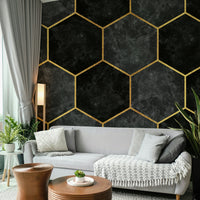 Contemporary Charcoal Hexagon Pattern for Wall Design

