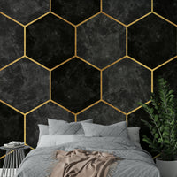Urban Charcoal Hexagon Wall Mural for Modern Interiors

