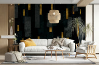 Black Urban Charcoal Spires Wall Mural for Interiors

