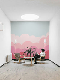 Pastel Pink Sunrise wall mural for serene spaces.

