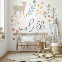 Whimsical Woodland Nursery Mural with Cute Animals