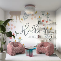 Gentle Woodland Animals Wall Mural for Baby Room