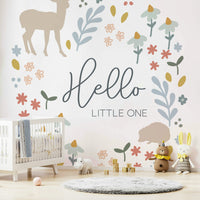 Playful Woodland Nursery Mural with Forest Creatures