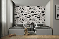 Country hiking path wallpaper with lush greenery

