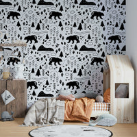 Peaceful hiking wallpaper featuring rolling hills and trees

