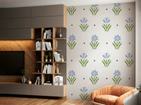 Floral Blue Wallpaper for Cottage Style Interiors

