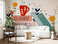 Classic Book Wall Mural with Inspirational Quote