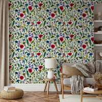 Elegant summer wallpaper with hand-drawn meadow flowers.

