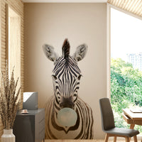 Modern bubble gum zebra mural for a bold wall look.

