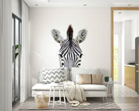 Trendy zebra mural with bubble gum style print.

