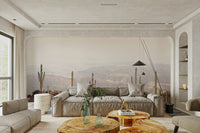 Desert vista wall mural with a serene landscape

