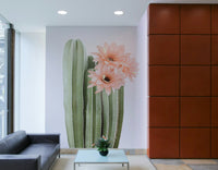 Desert cactus blooming with vibrant botanical flowers.

