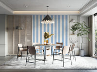 Modern striped wallpaper with skyline design.

