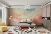 Cotton candy-inspired mural for dreamy interiors.

