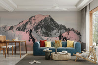 Transform your space with a stunning snow mountain mural.

