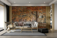 Golden autumn path mural for a cozy ambiance

