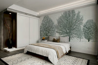 Snow-covered trees wall mural for winter decor

