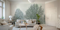 Winter wonderland with frosty trees wall mural

