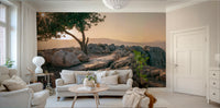 Elegant dusk wall mural with a solitary tree design.

