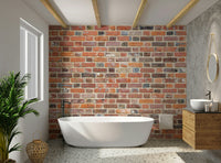 Vintage-inspired rustic brick wall mural design

