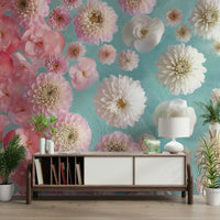 Delicate Floating Florals Mural for Cozy Spaces

