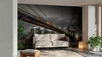 Stunning Brooklyn Bridge mural in black and white

