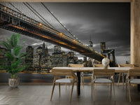 Urban Brooklyn Bridge mural for living room design

