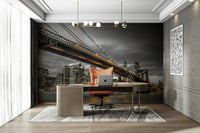 New York skyline with Brooklyn Bridge wall mural

