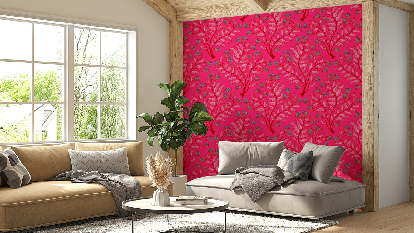 Beautiful floral design in jewel pink and cherry red.

