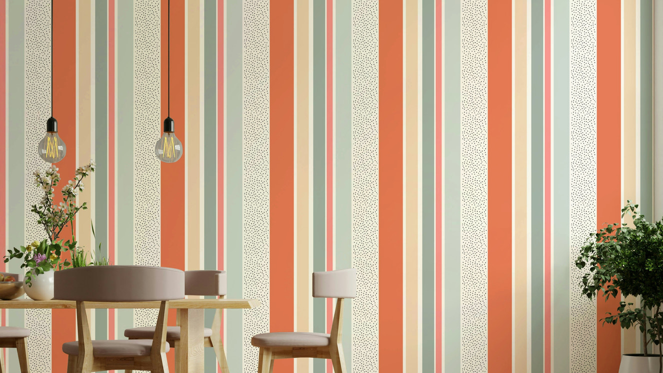 Fun striped wallpaper to brighten your space.

