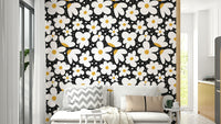 Midnight Daisies Wallpaper with a dark floral design

