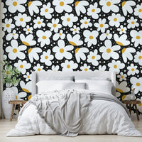 Contemporary Midnight Daisies wallpaper for interiors

