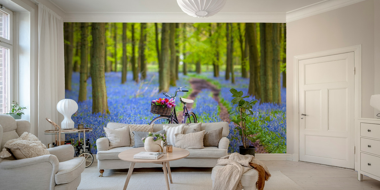 Bluebell Bicycle Dreams wall mural in a tranquil setting

