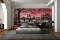 Urban beauty: Central Park pink dusk wall mural.

